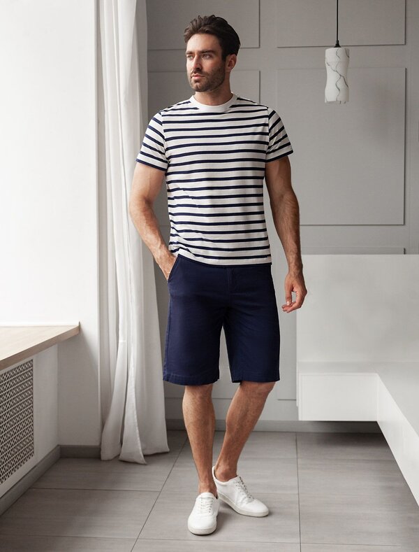 VILATTE Футболка 583474 U49.983 белый-т.синий полоса