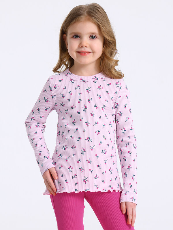 Апрель Лонгслив 583514 1ДДЛД5120223н розочки на светло-розовом