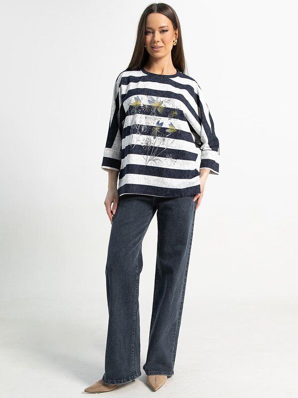 LT Collection Блуза 583727 Б15287-18М синий/белый