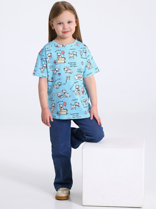 Апрель Футболка 583796 1ДДФК5052001н терьеры на голубом