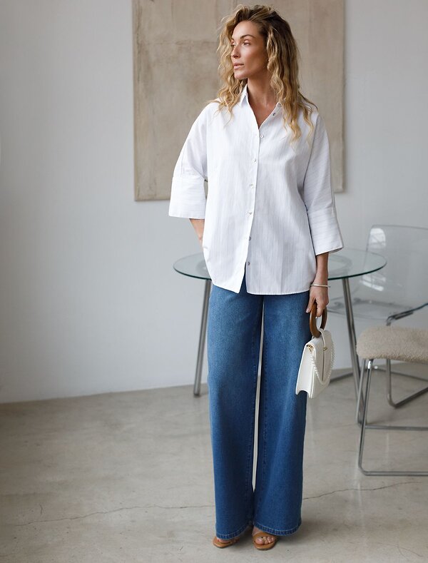 VILATTE Блузка 583967 D29.323 белый-лавандовый