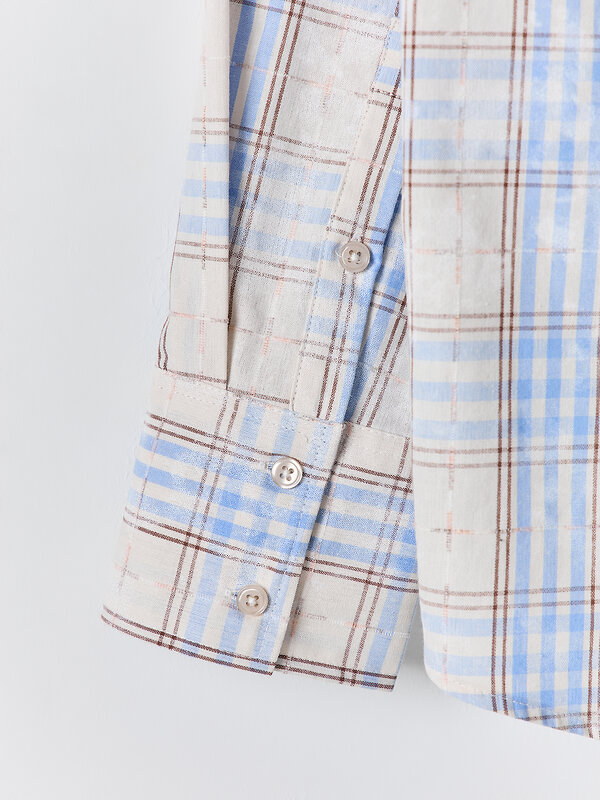 MARK FORMELLE Рубашка 584097 122836 бежево -голубая клетка