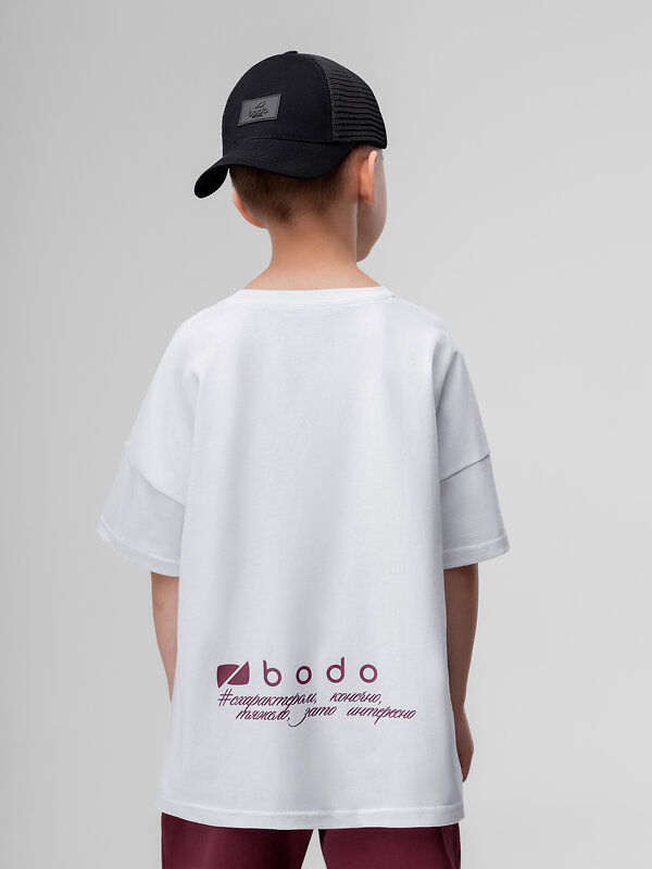 Bodo Футболка 584545 4-483MU белый (бордовый)