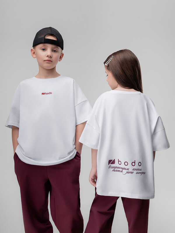 Bodo Футболка 584545 4-483MU белый (бордовый)