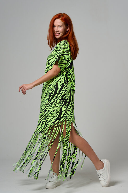 Натали Платье 585687 7480 неон салат+чёрный