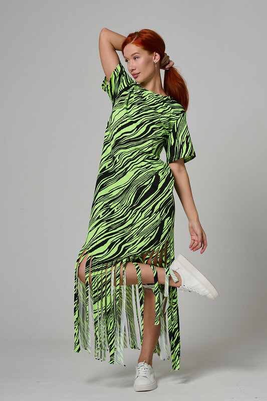 Натали Платье 585687 7480 неон салат+чёрный