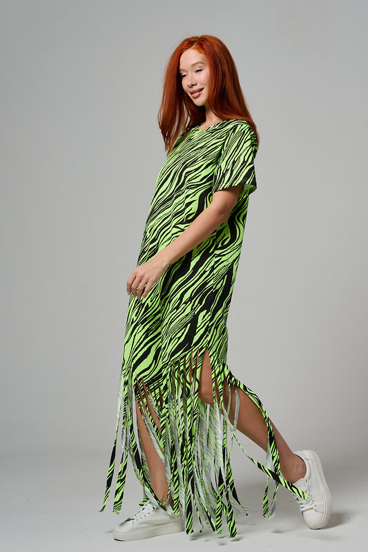 Натали Платье 585687 7480 неон салат+чёрный