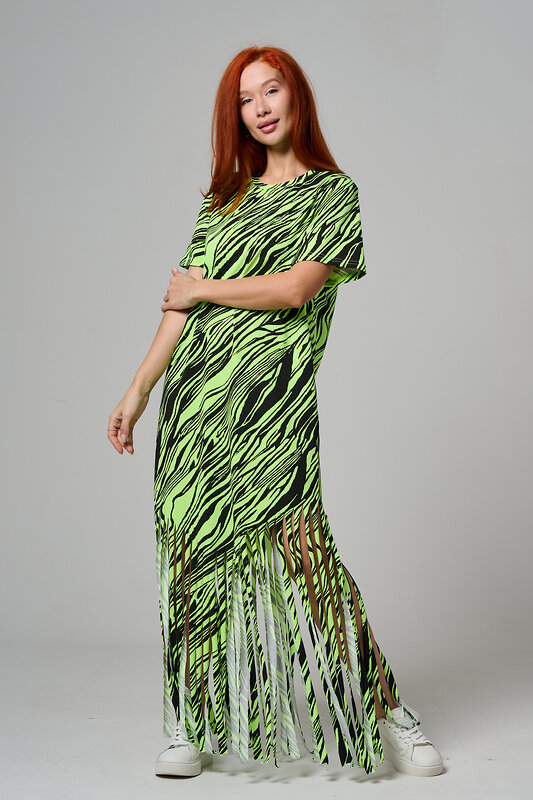 Натали Платье 585687 7480 неон салат+чёрный