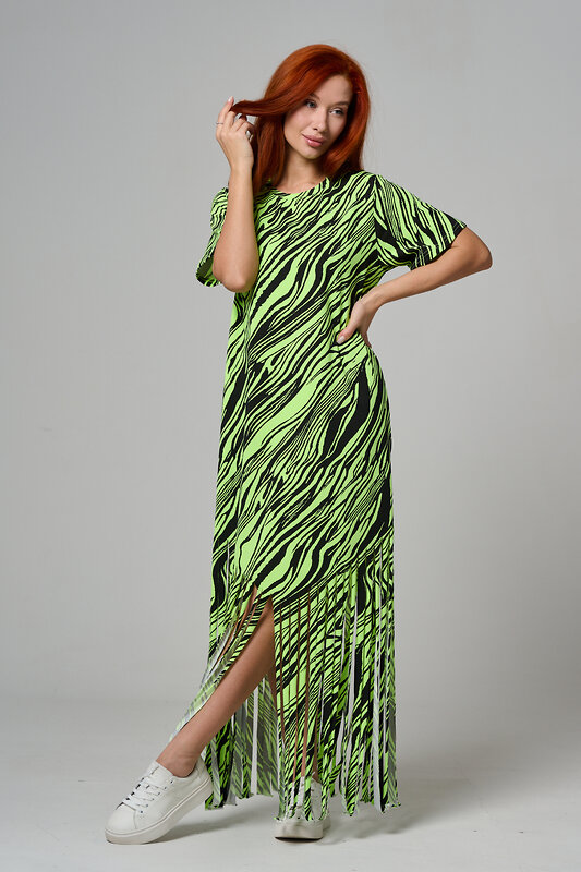 Натали Платье 585687 7480 неон салат+чёрный