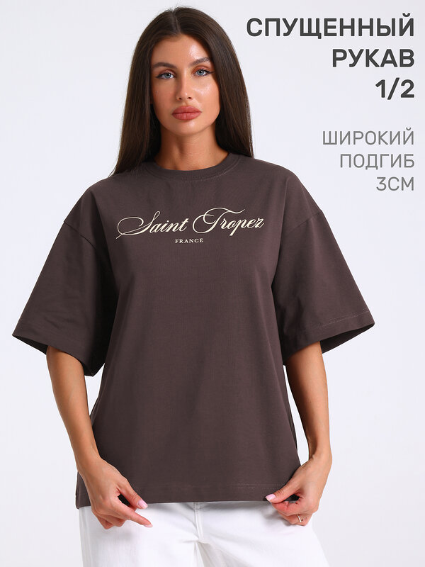 Апрель Футболка 585781 1ЖДФК4661804 темно-коричневый