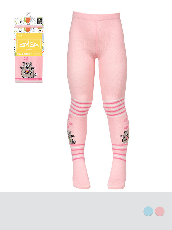 Omsa Колготки 586349 OMSA kids Collant  11P62-2 с рисунком (кот и зайчик) Rosa Chiaro (Розовый)