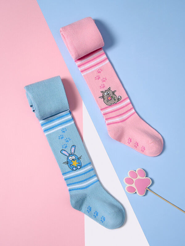 Omsa Колготки 586349 OMSA kids Collant  11P62-2 с рисунком (кот и зайчик) Rosa Chiaro (Розовый)