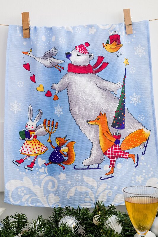 Натали Полотенце 586358 Полотенце кухонное Зимушка зима белый/голубой