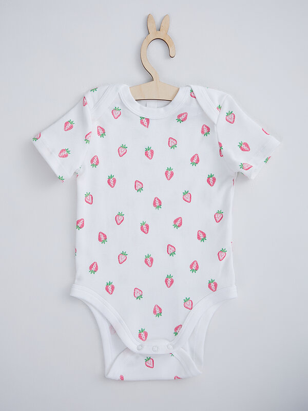 MARK FORMELLE Боди детское 586622 13015-2 розовая клетка на белом +клубничка на белом