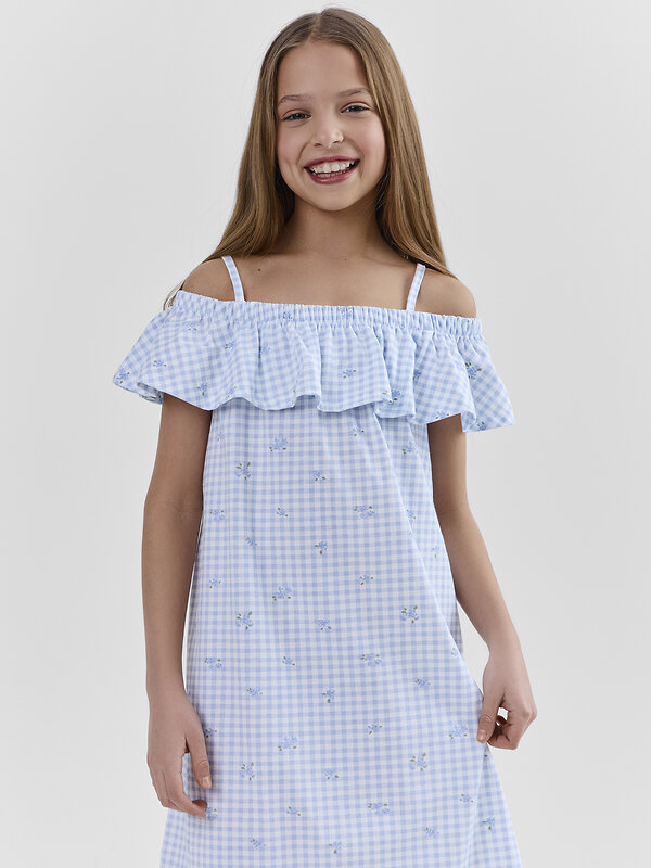 MARK FORMELLE Сарафан 586774 177732 цветы на голубой клетке