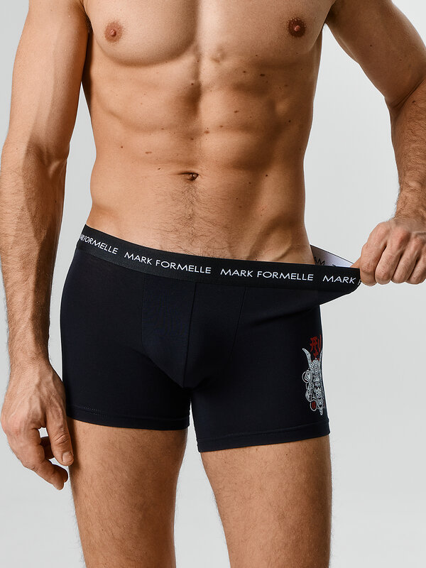 MARK FORMELLE Трусы 586863 411221-2 черный +японский паттерн на бордовом