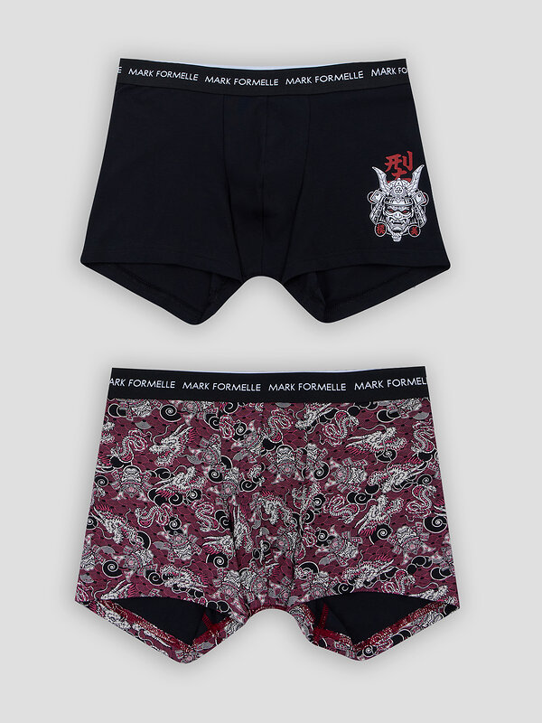 MARK FORMELLE Трусы 586863 411221-2 черный +японский паттерн на бордовом