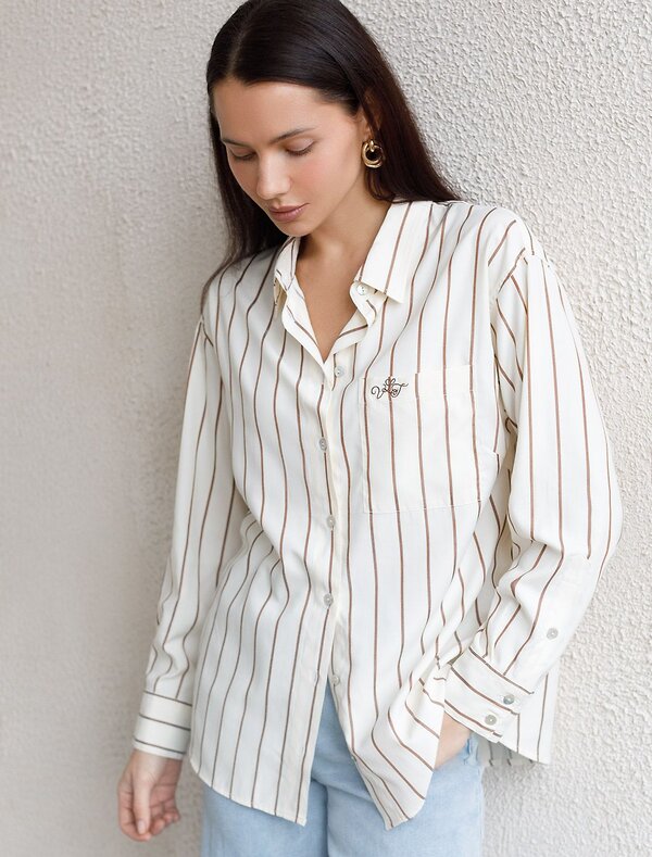 VILATTE Блузка 587381 D29.298 светло_бежевый-кофейный