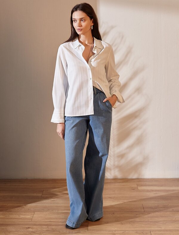 VILATTE Блузка 587383 D29.300 белый-светло-оливковый