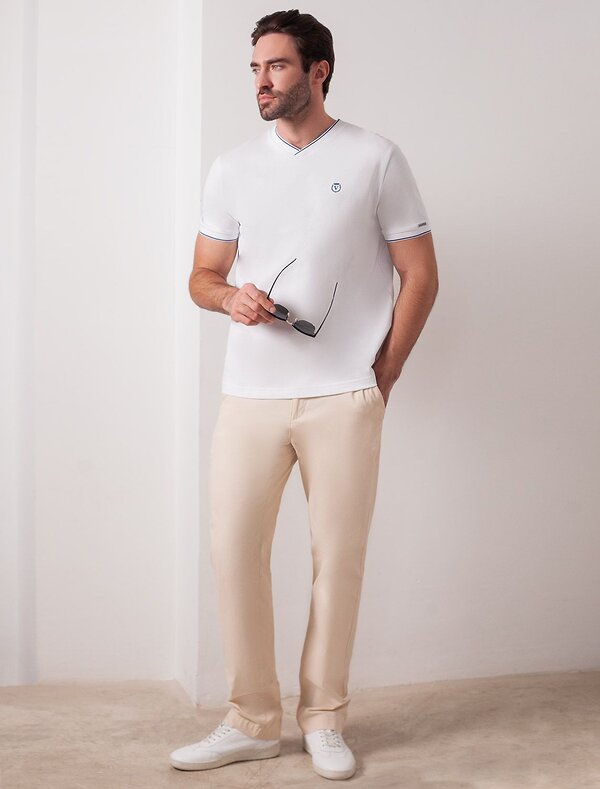 VILATTE Футболка 587413 U49.056 белый с полосой