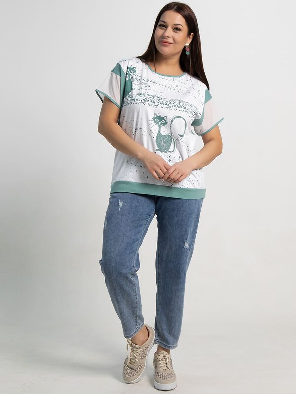 LT Collection Блуза 587430 Б15364-20М белый/оливковый