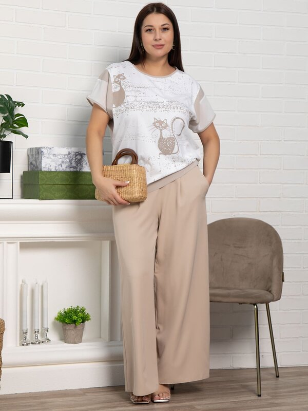 LT Collection Блуза 587431 Б15365-20М белый/бежевый