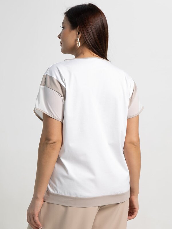 LT Collection Блуза 587431 Б15365-20М белый/бежевый
