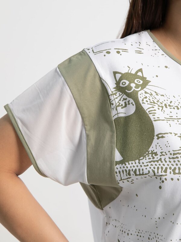 LT Collection Блуза 587432 Б15366-20М белый/хаки