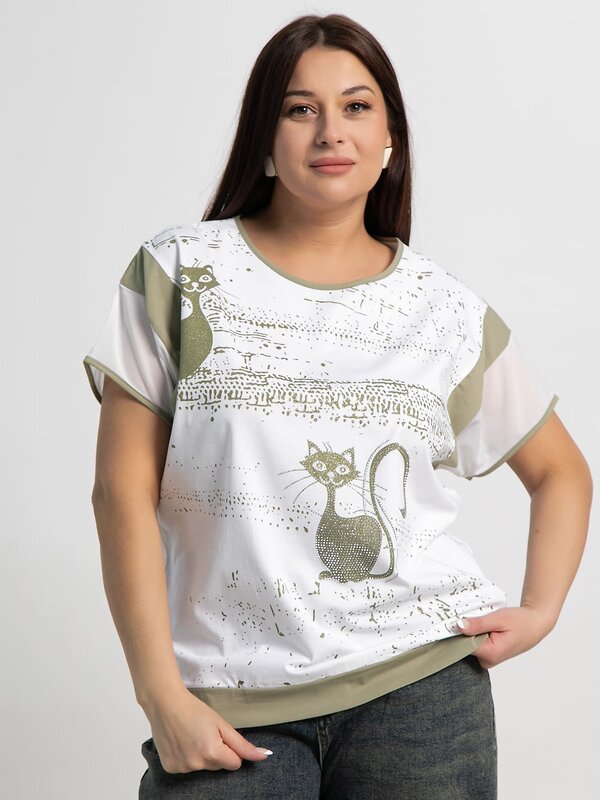 LT Collection Блуза 587432 Б15366-20М белый/хаки