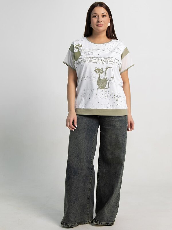 LT Collection Блуза 587432 Б15366-20М белый/хаки