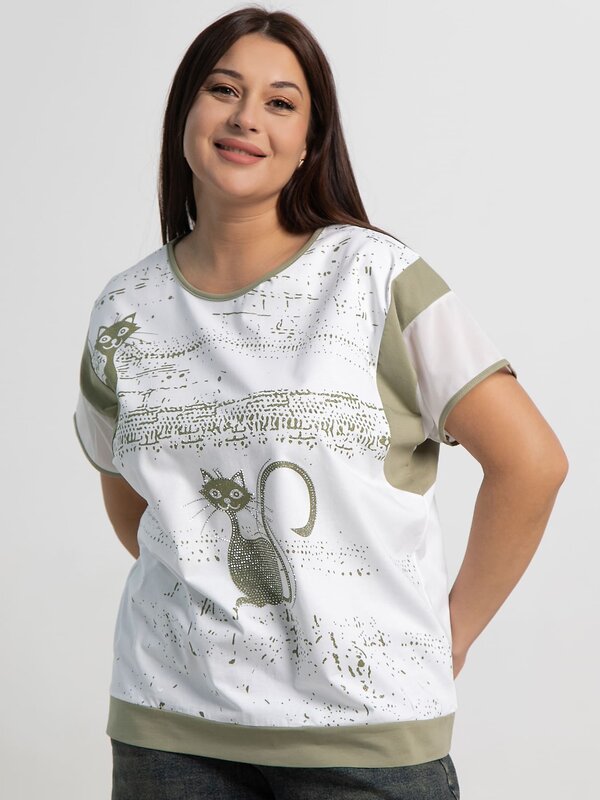 LT Collection Блуза 587432 Б15366-20М белый/хаки