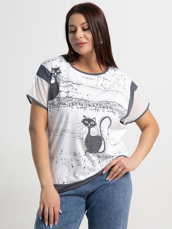 LT Collection Блуза 587434 Б15368-20М белый/серый