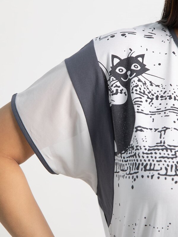 LT Collection Блуза 587434 Б15368-20М белый/серый