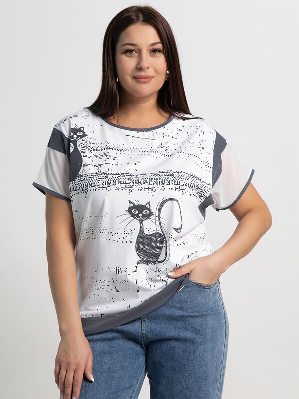 LT Collection Блуза 587434 Б15368-20М белый/серый