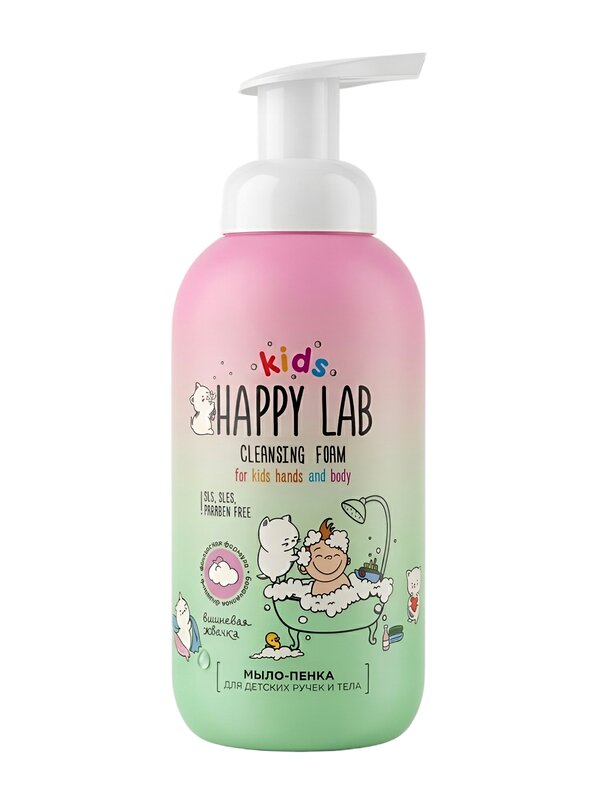 Happy Lab Kids Детское мыло-пенка для рук и тела, вишневая жвачка, 500 мл 587506 28445 