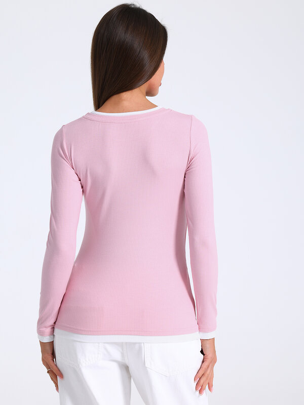 Апрель Лонгслив 587578 1ЖДЛД4616323 светло-розовый+белый