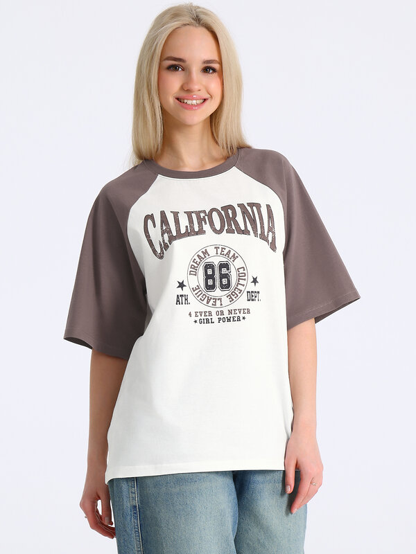 Апрель Футболка 587580 1ЖДФК5037001 сливки+светло-коричневый