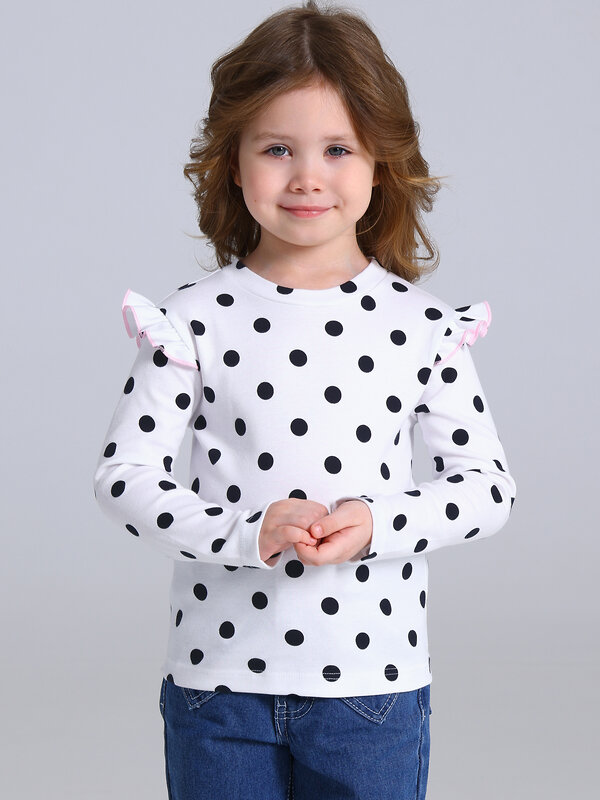 Апрель Лонгслив 587589 1ДДЛД4951067н черный горох на белом