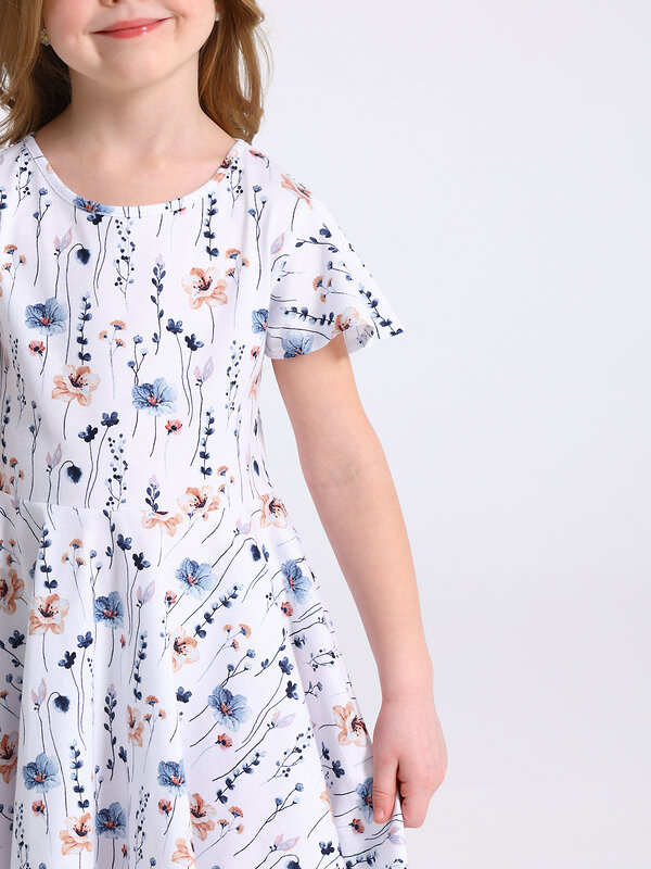 Апрель Платье 587595 1ДПК5118001н нежные цветы на белом