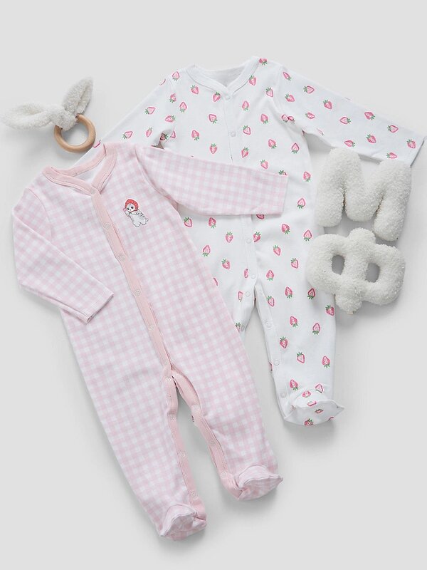 MARK FORMELLE Комбинезон 587625 14005-1-2 розовая клетка на белом +клубничка на белом