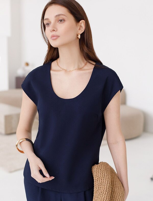 VILATTE Блузка 587890 D29.360 темно-синий