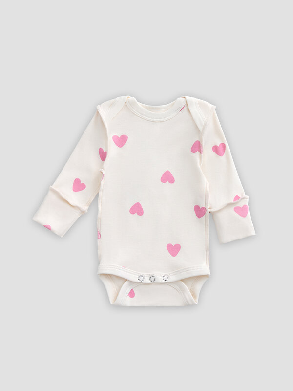 MARK FORMELLE Боди детское 588059 13016-1-2 сердечки на молоке +розовый
