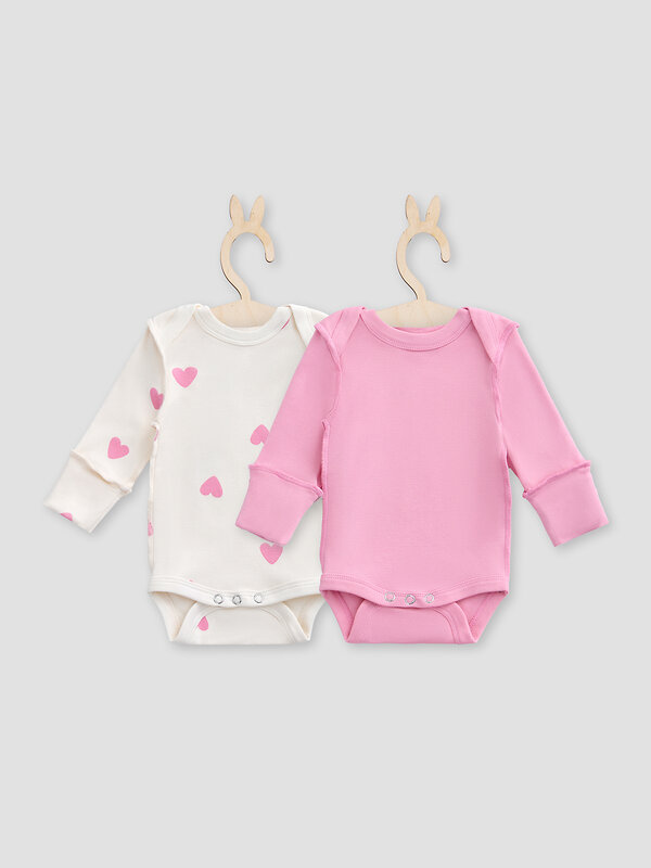 MARK FORMELLE Боди детское 588059 13016-1-2 сердечки на молоке +розовый