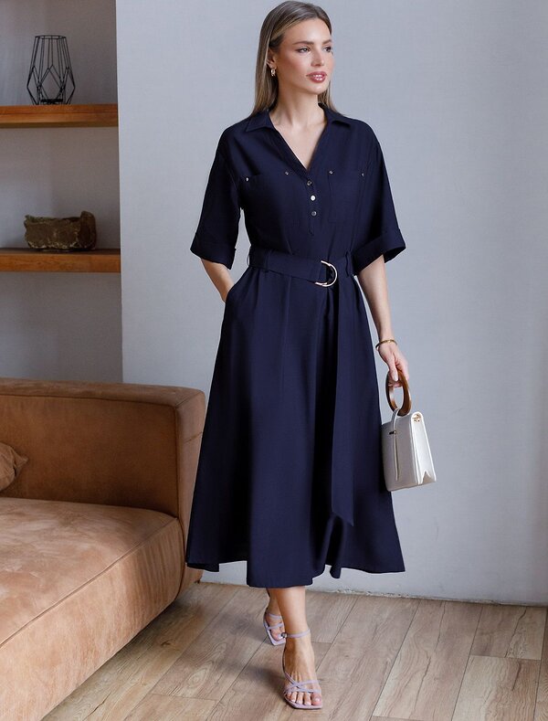 VILATTE Платье 588306 D22.292 темно-синий