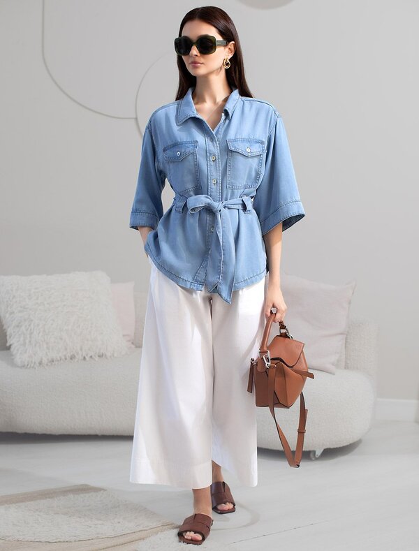 VILATTE Блузка 588350 D59.020 светло-голубой