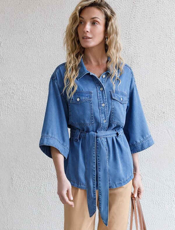 VILATTE Блузка 588351 D59.020 светло-синий