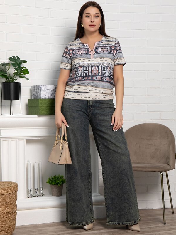 LT Collection Блуза 588487 Б15462-20М сине-бежевый