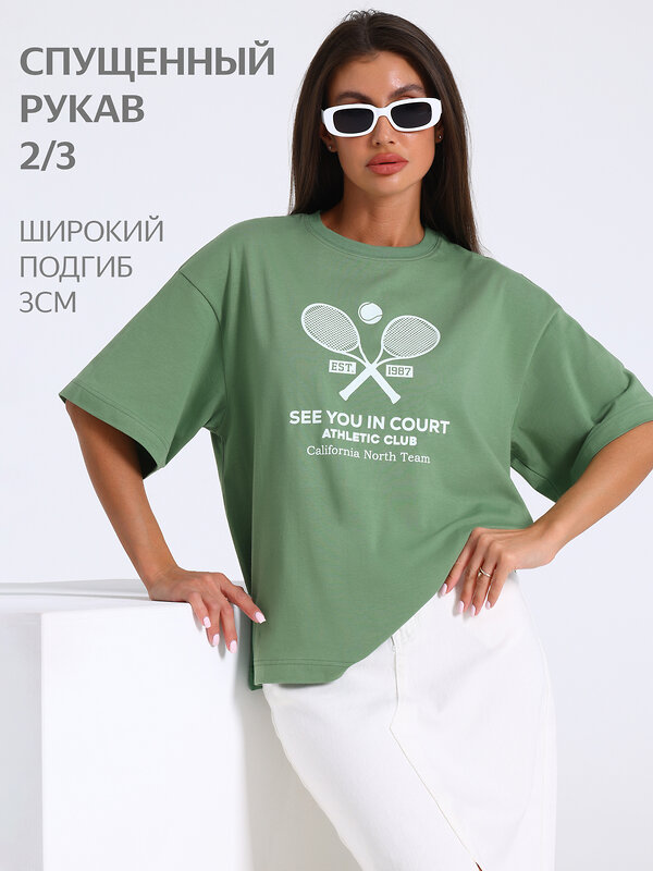 Апрель Футболка 588611 1ЖДФК4661804 зеленый