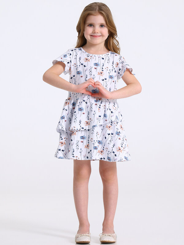 Апрель Платье 588617 1ДПК5104804н нежные цветы на белом