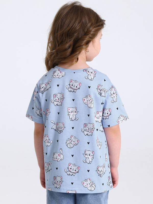 Апрель Футболка 588622 1ДДФК5052001н котята с сердечками на сиреневом